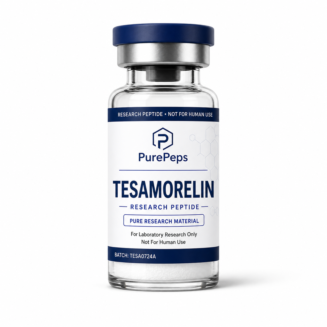 Laboratory vial of Tesamorelin 10 mg