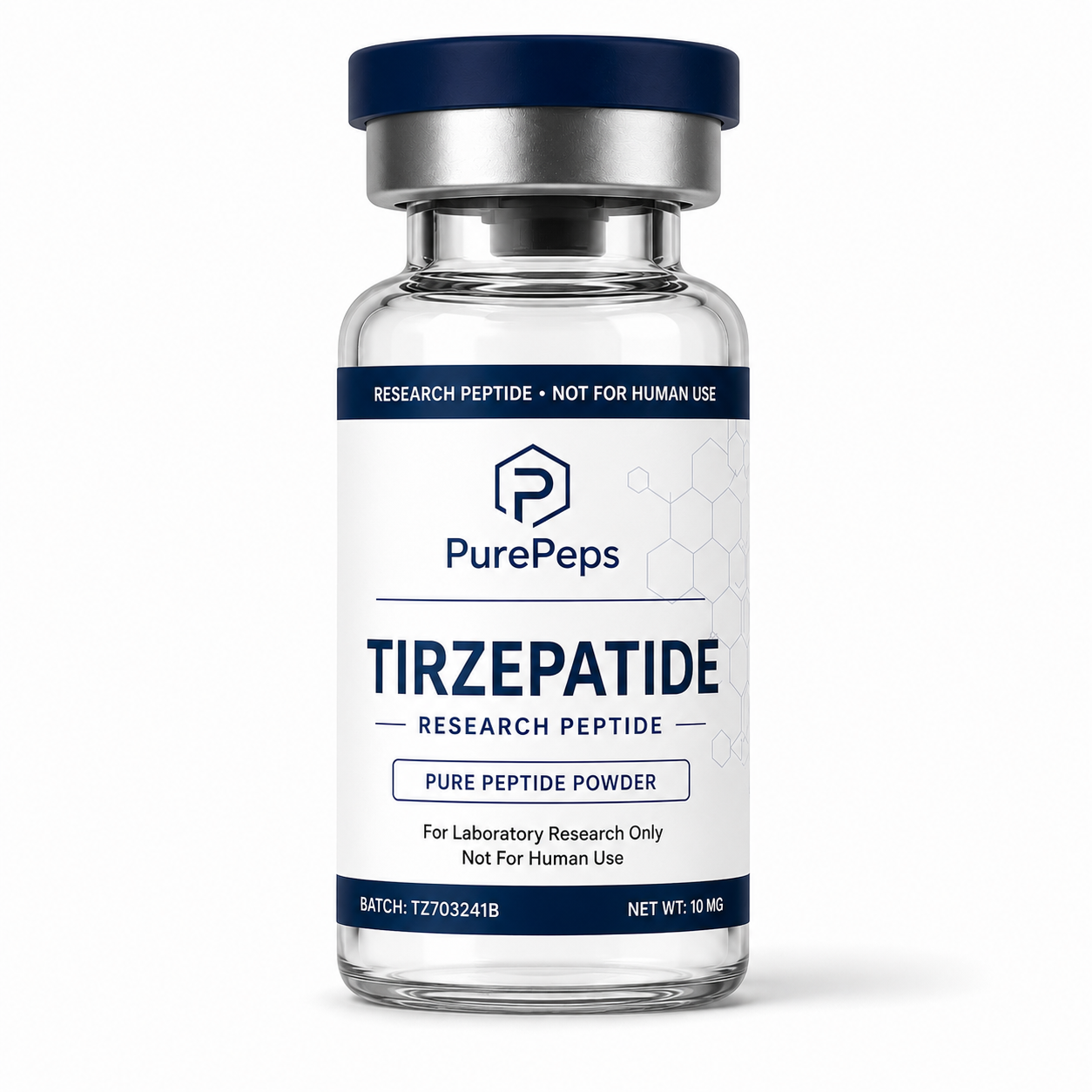 Laboratory vial of Tirzepatide 10 mg